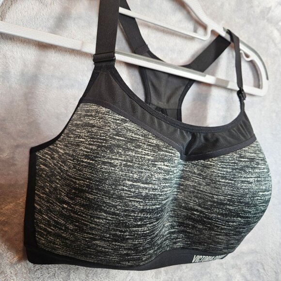 Victoria Sport Womens Racerback Sports Bra 34DDD/F75 Black & White - Picture 5 of 10